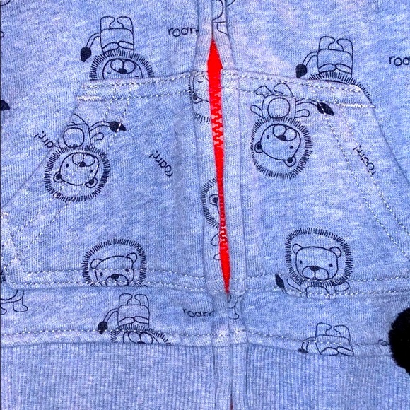 Gymboree Blue Long Sleeve Lion Print Zipper Hoodie Sweatshirt Size 0-3 Months - Picture 3 of 6